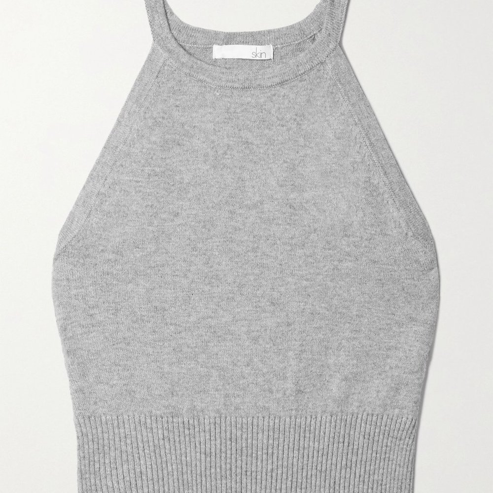 BNWT SKIN Melodie cropped cotton and cashmere-blend tank